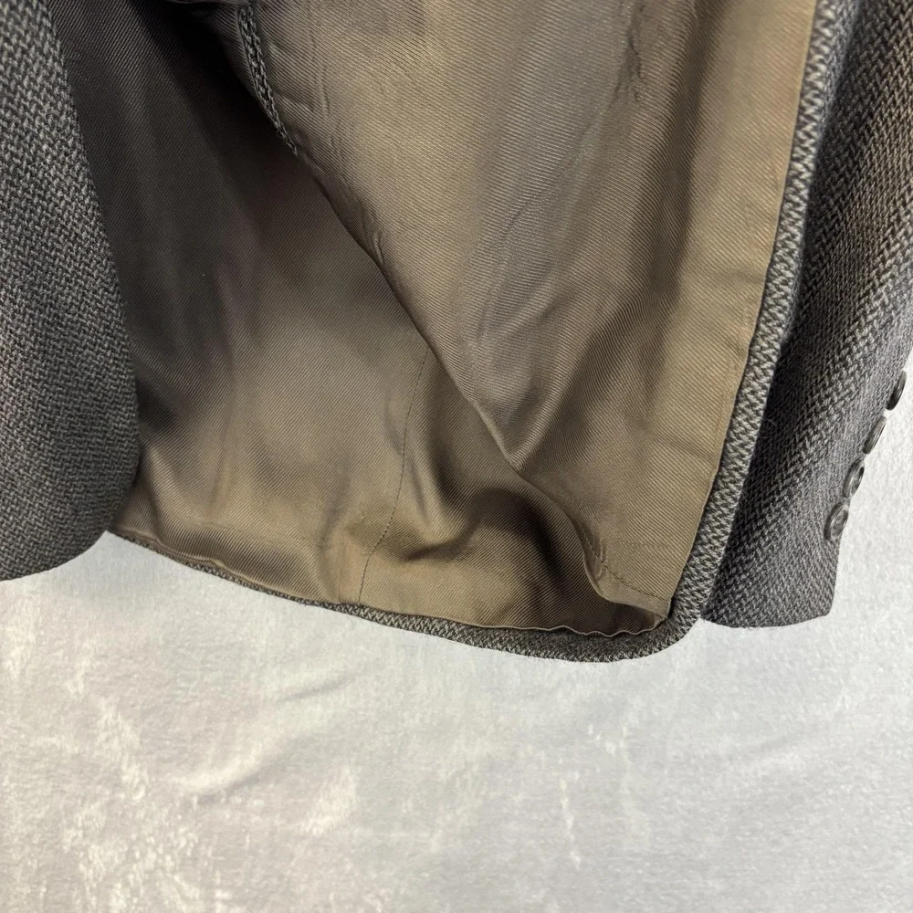 Umberto Rossi 100%‎ Lambswool Herringbone Blazer Mens 46L Gray Sport Coat Jacket